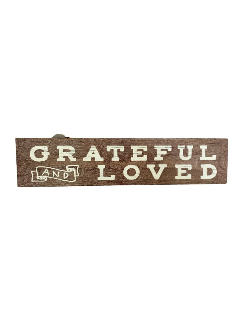 Modern Farmhouse Grateful and Loved Wooden Wall Sign NWT 4.5x20"